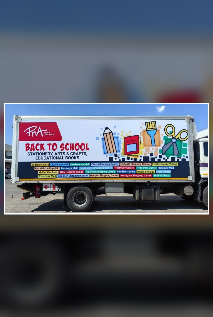 PNA Back to School branded truck side view